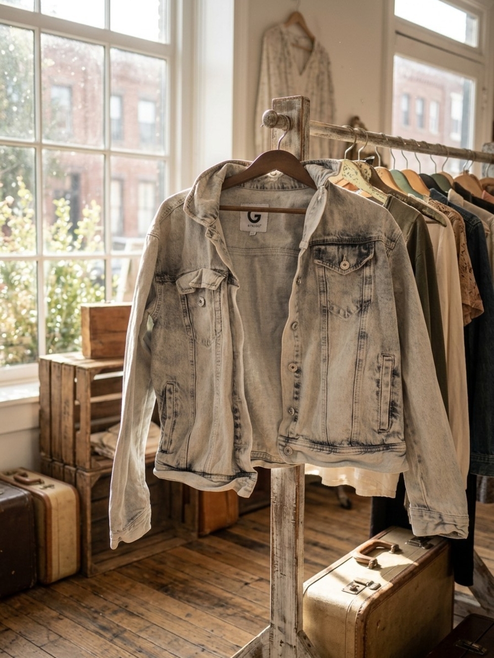 G by Guess Washed Light Blue Denim Jacket